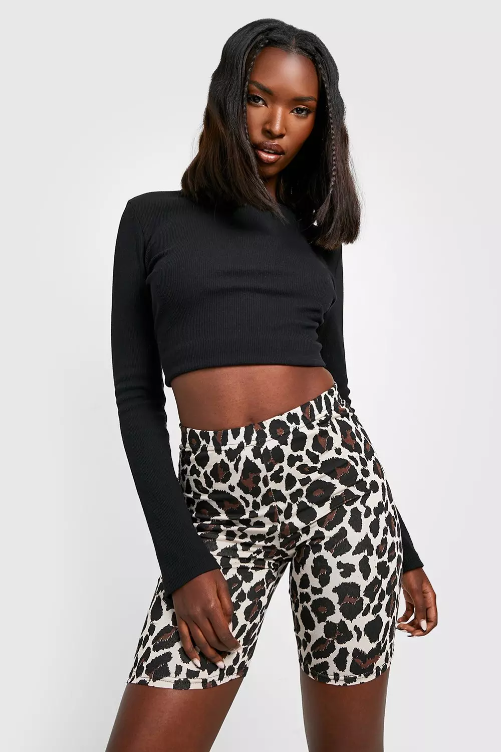 Black Leopard Print Cycling Short alternative image
