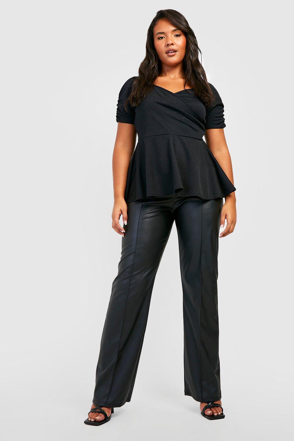 Plus size leather peplum 2024 top