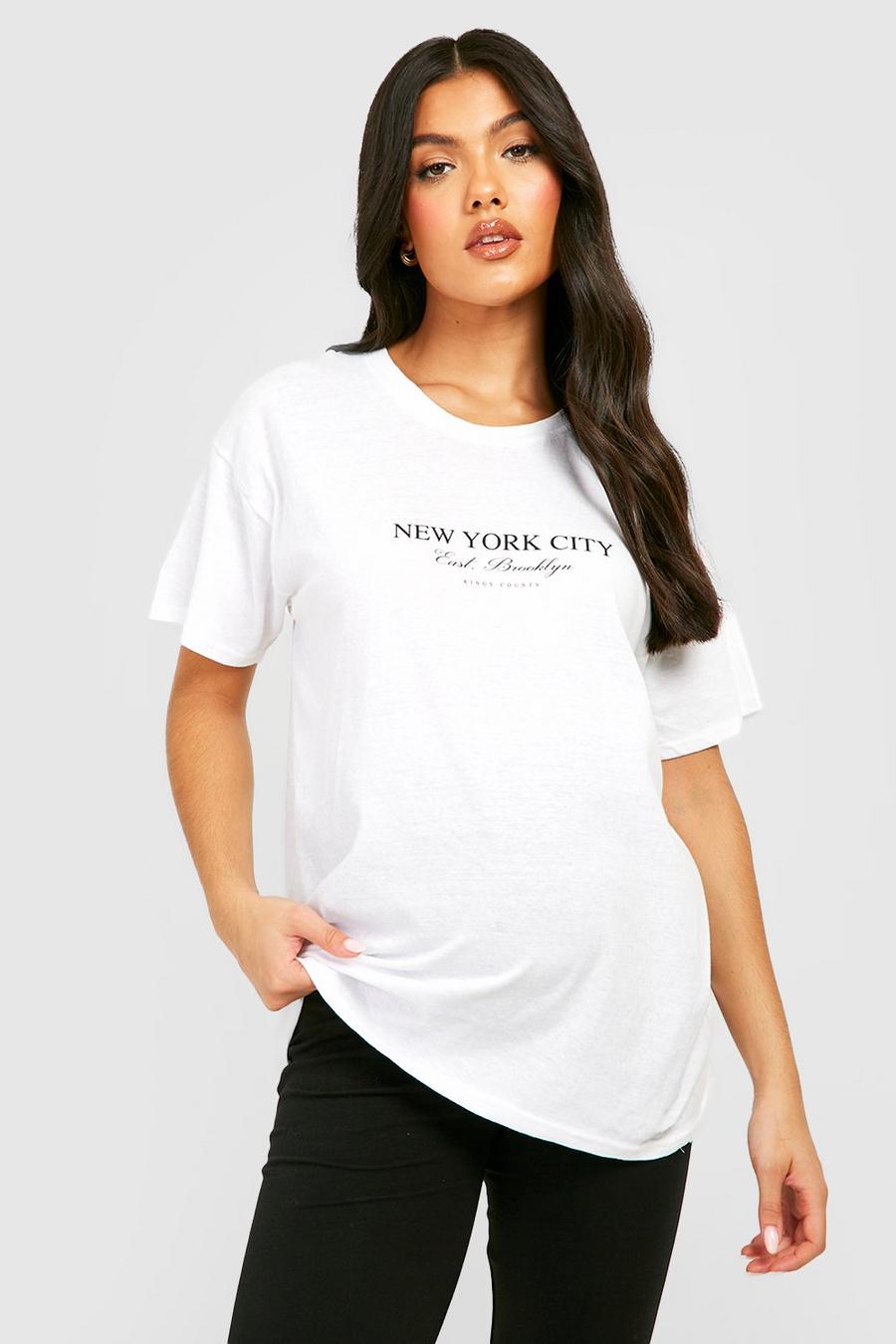 Umstandsmode T-Shirt mit New York Print, White weiß