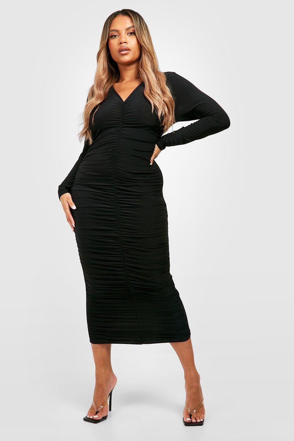 Boohoo black hot sale midi dress
