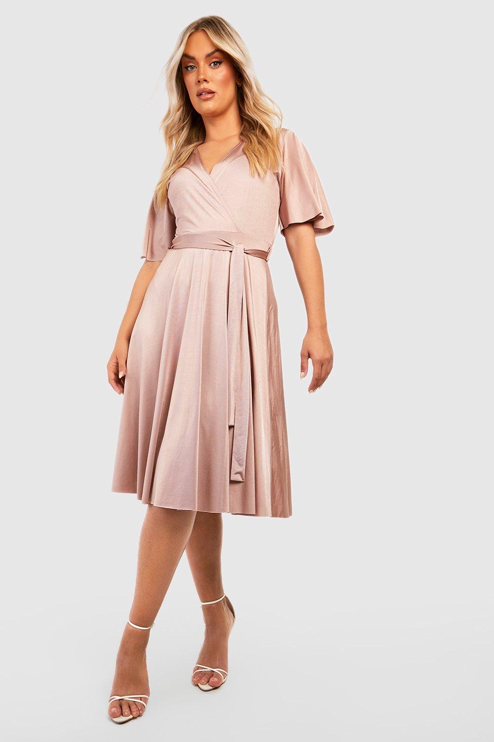 Boohoo angel sleeve sales midi skater dress