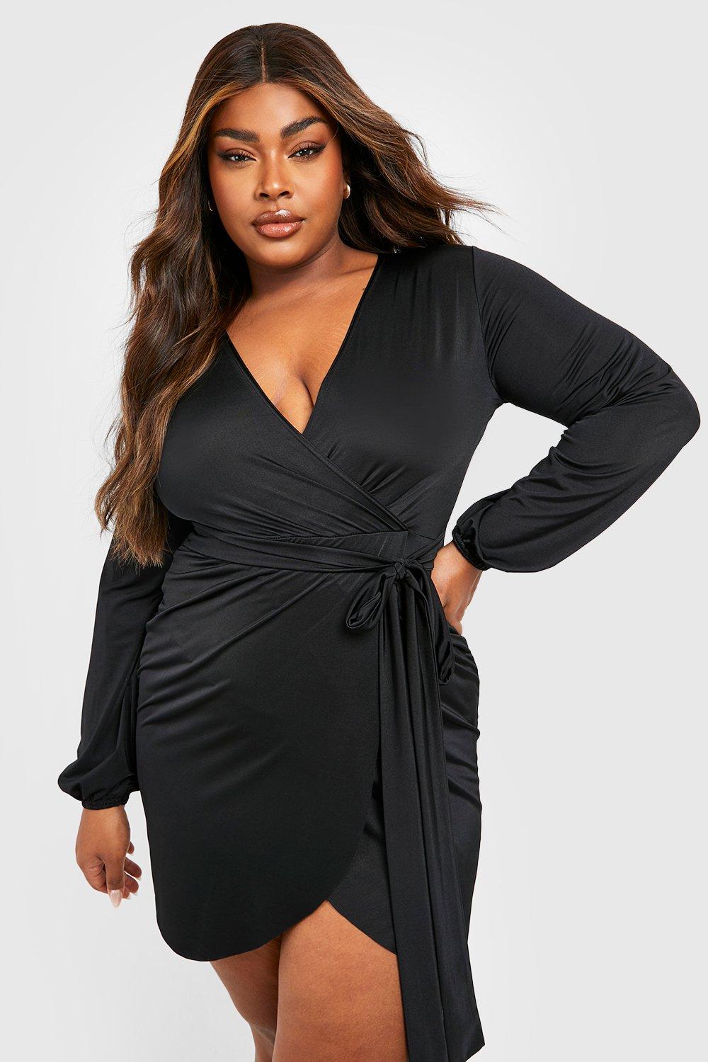 Boohoo wrap clearance dress plus