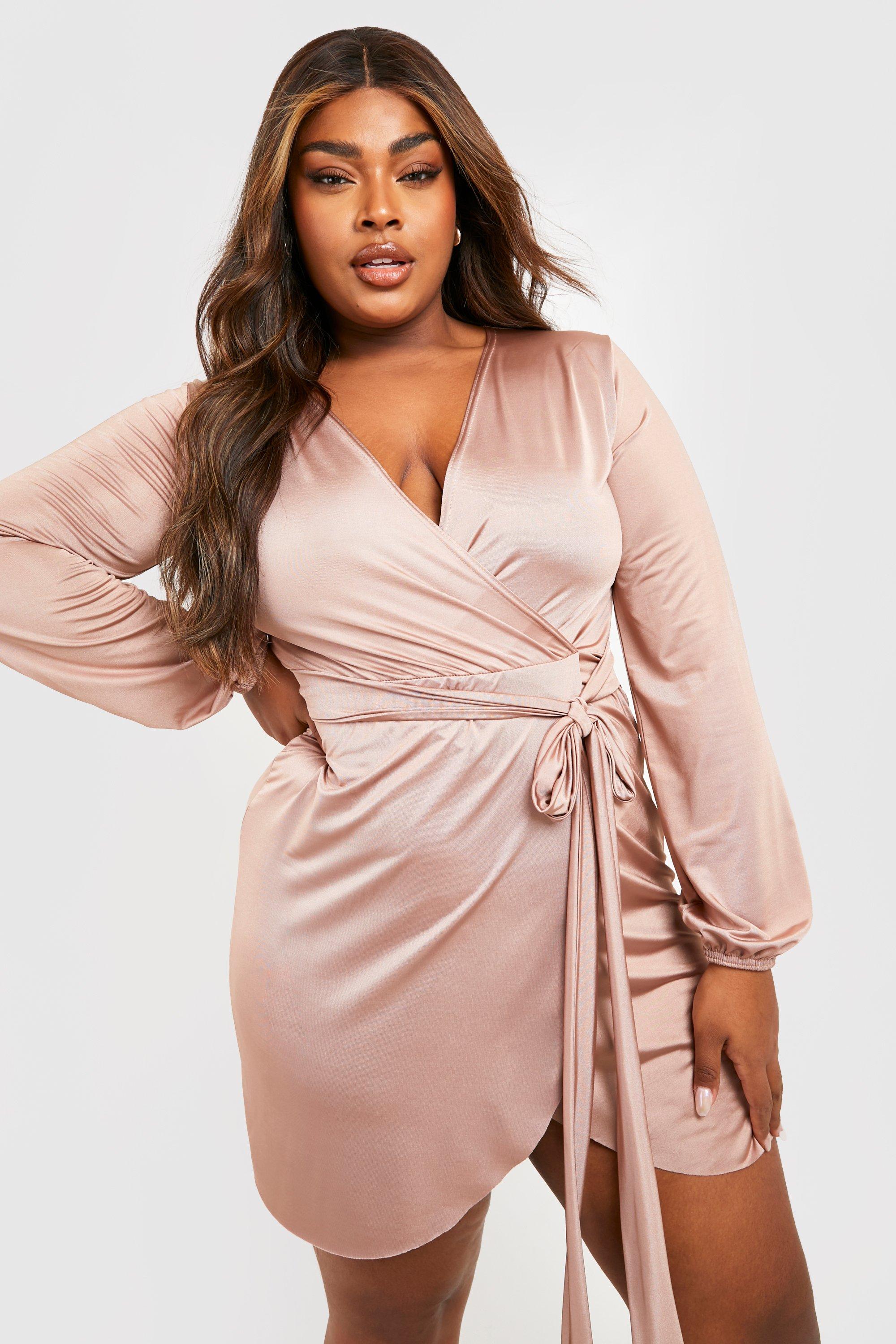 Plus Slinky Wrap Dress boohoo USA