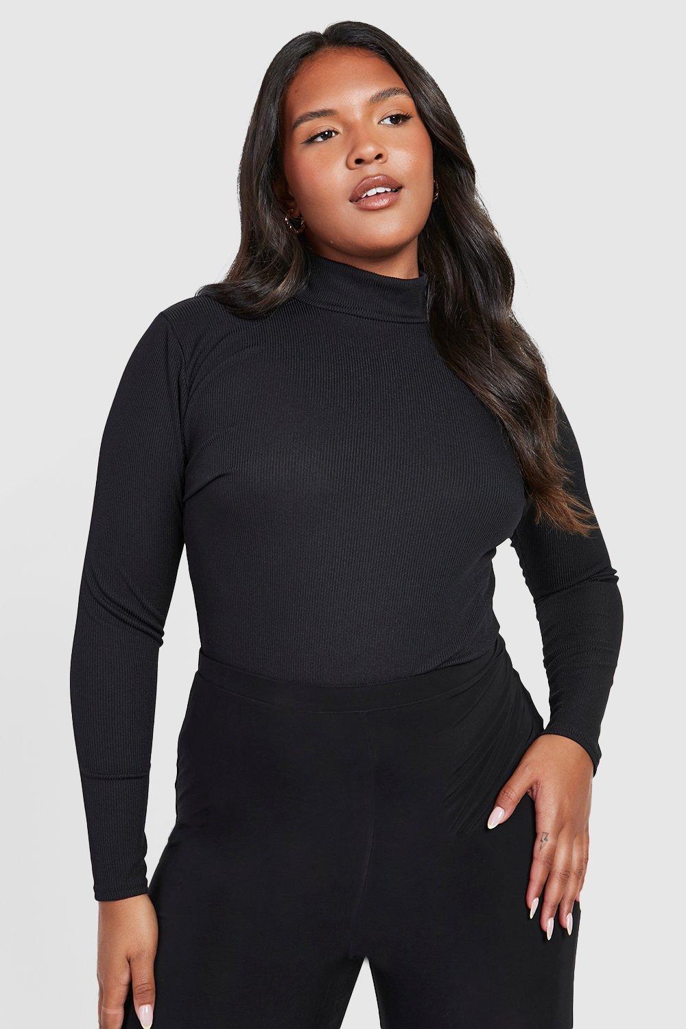 high neck plus size tops