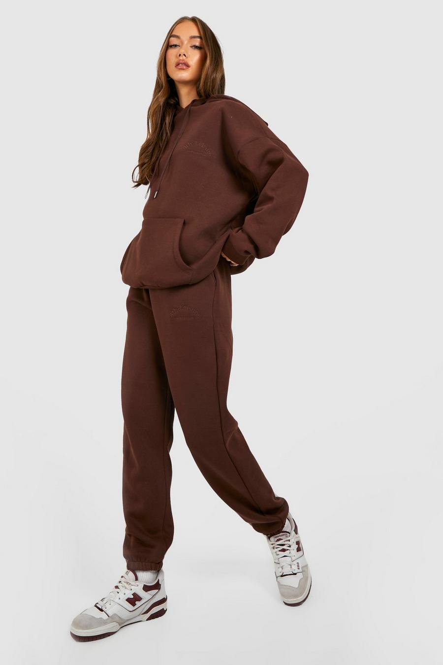 Chocolate Ath Leisure Embroidered Hooded Tracksuit image number 1