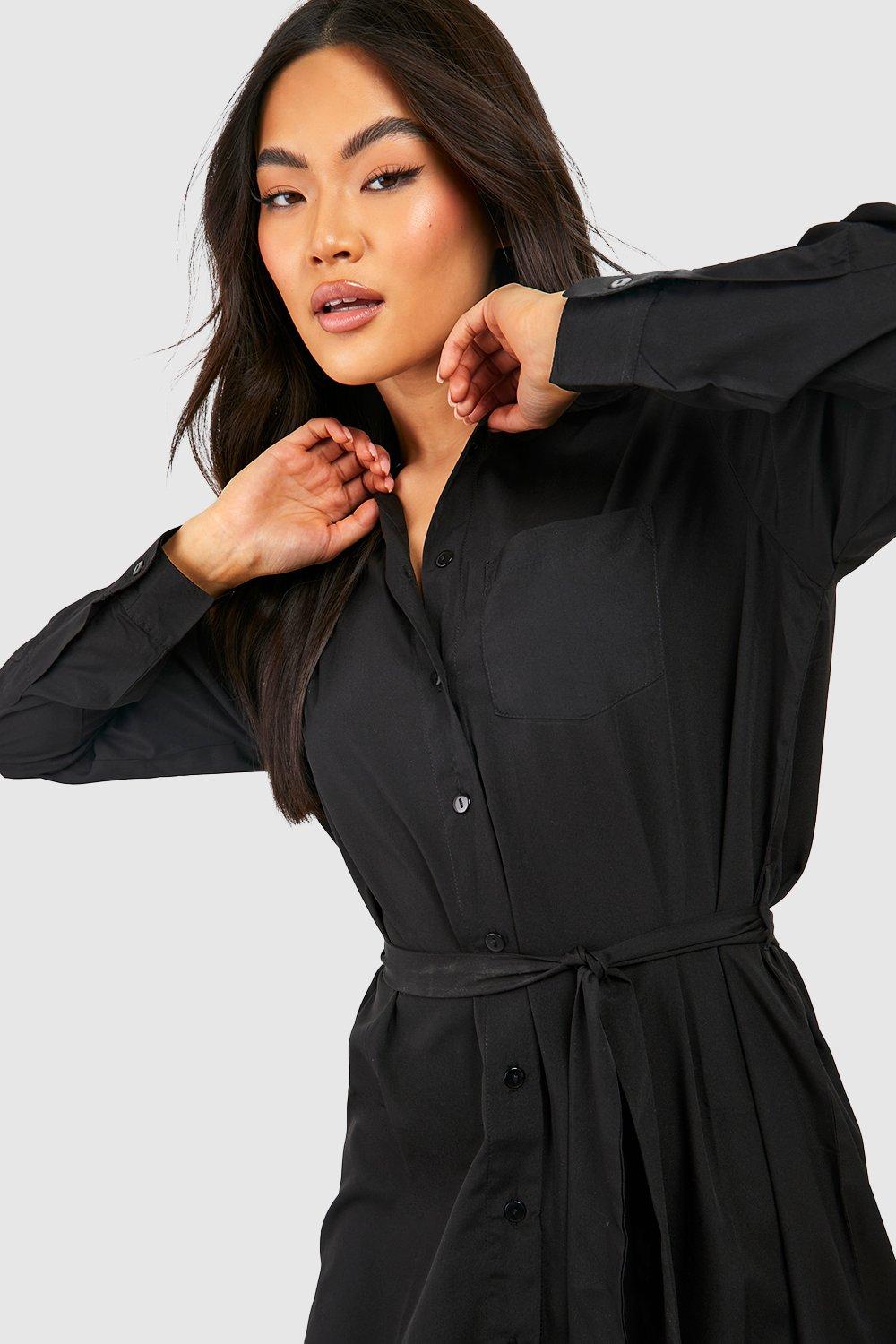 Black midi shirt dress uk online