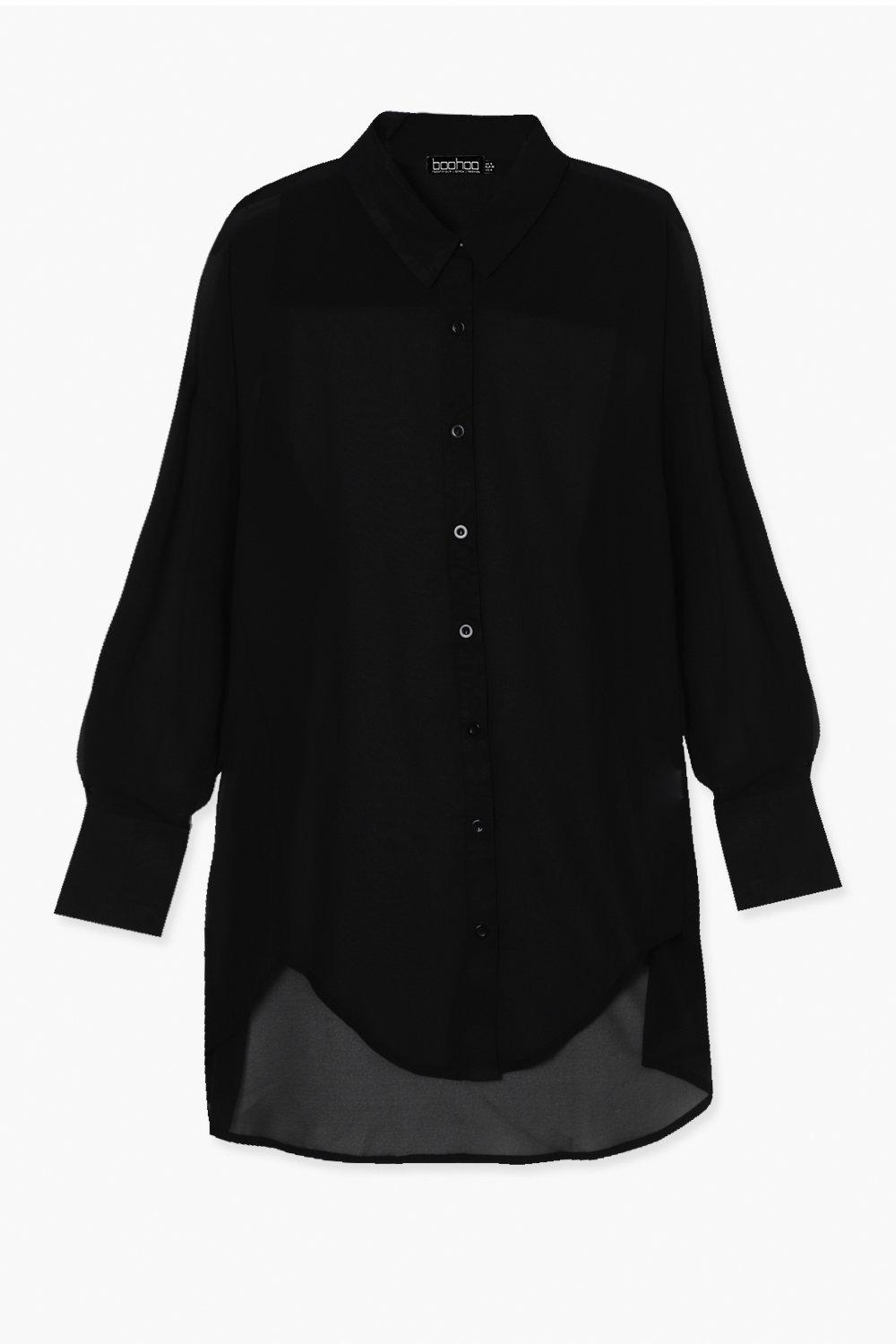 Long black chiffon store top