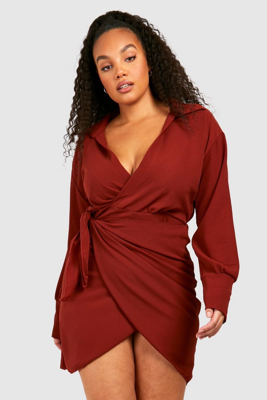 Chocolate Plus Woven Wrap Dress image number 1