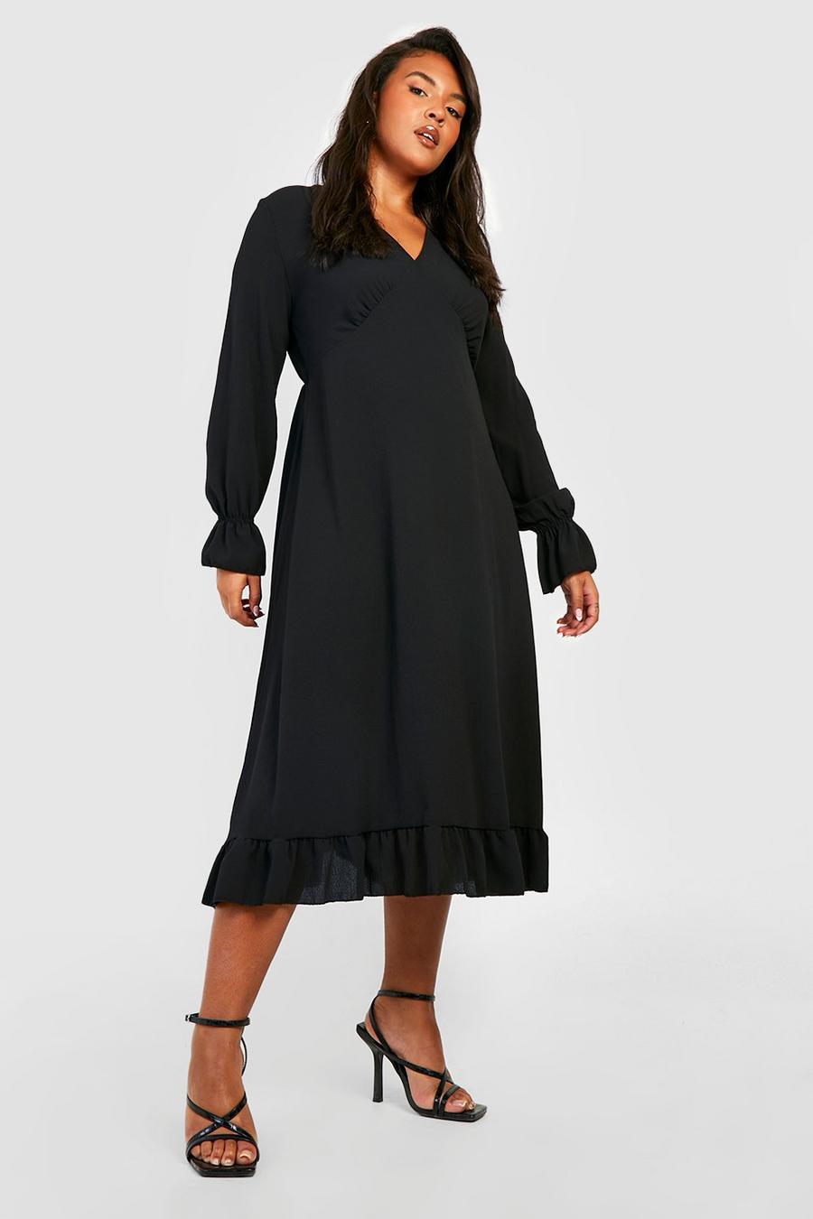 Black Plus Woven Midi Dress  image number 1