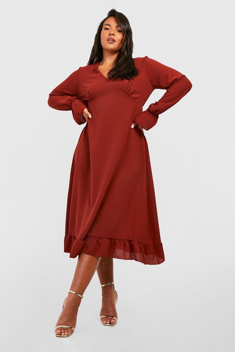 Boohoo plus hotsell size red dress