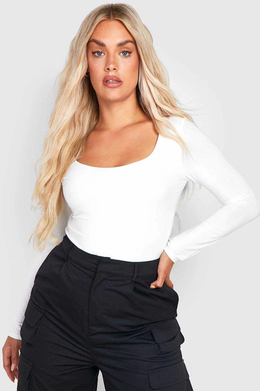 Plus Size Simply Smooth Double Layer Scoop Neck Top