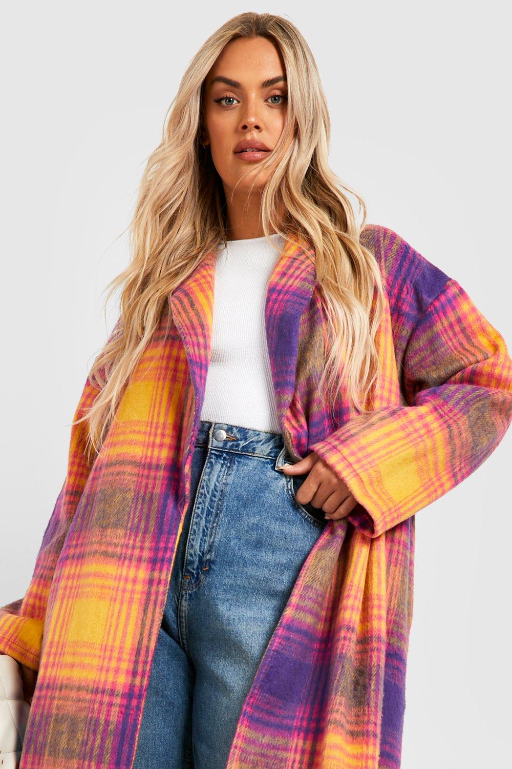 Ochre bright check clearance coat