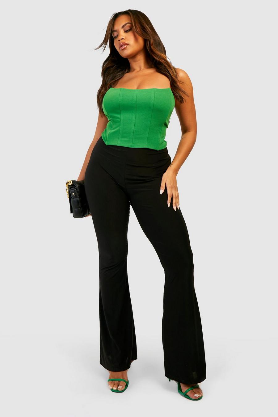 Plus Matte Pu High Waisted Flared Trousers