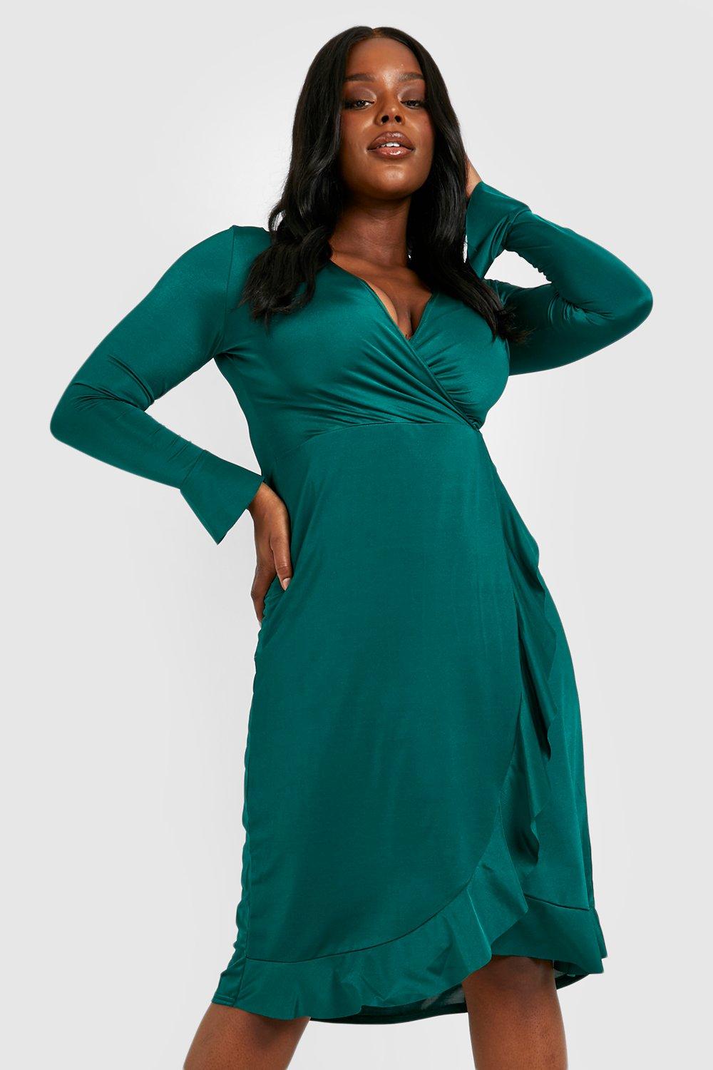 Forest green plus size dress sale