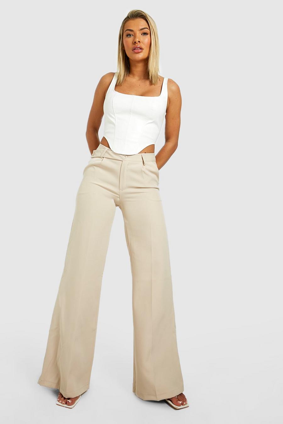Stone beige Waistband Detail Relaxed Fit Dress Pants image number 1