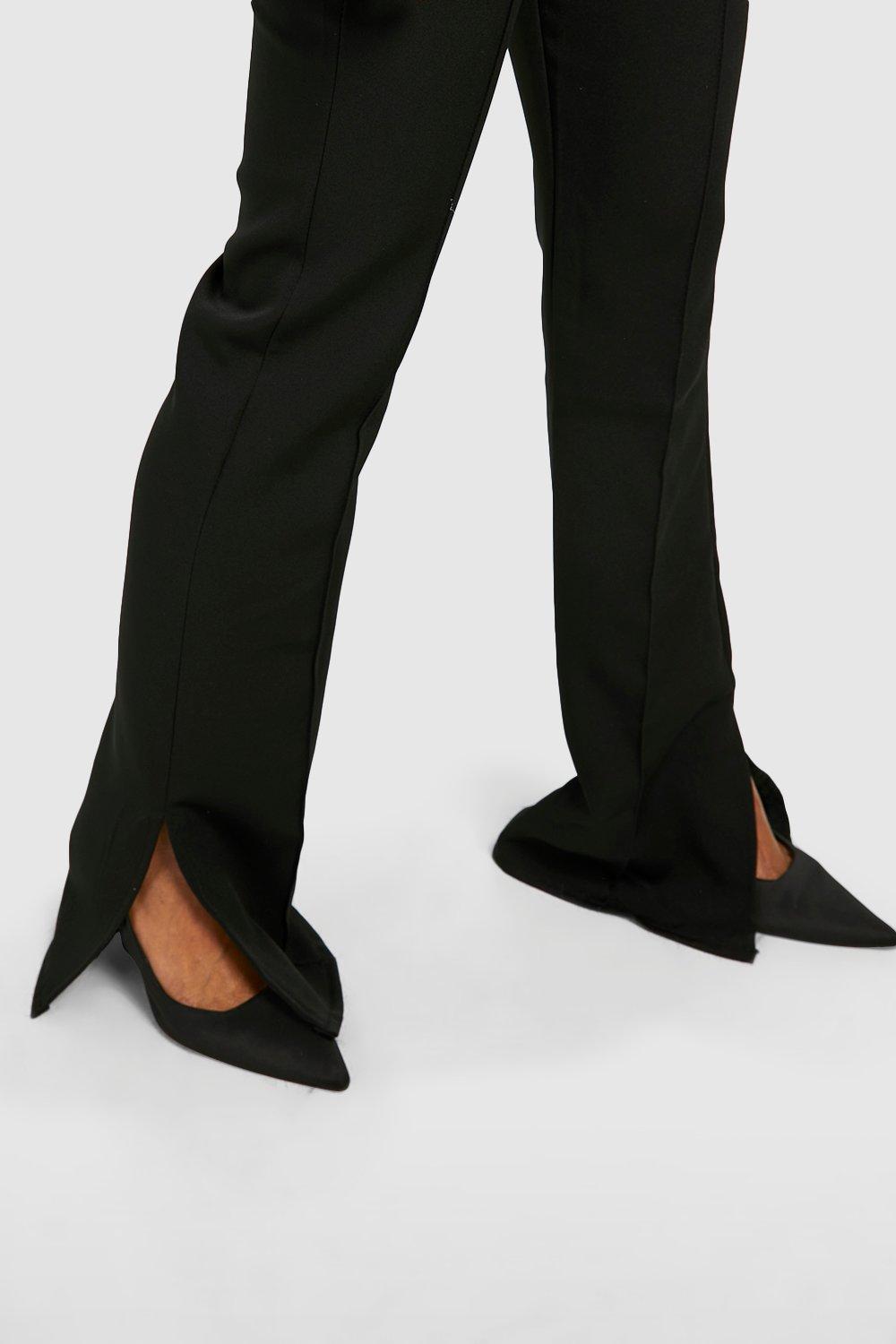 Split Hem Black Flare Trouser