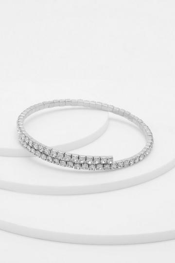 Crystal Row Overlap Bracelet silver