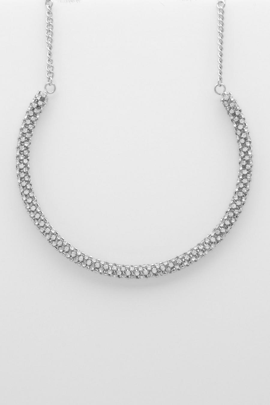Silver Pave Crystal Rope Short Necklace image number 1