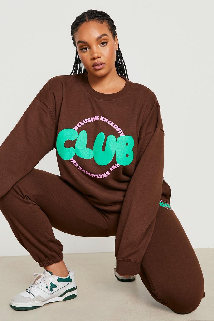 Chocolate Plus Puff Print Sweater Tracksuit image number 1
