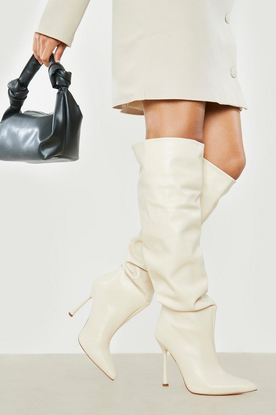 Stone Slouchy Pointed Toe Knee High Boots  image number 1