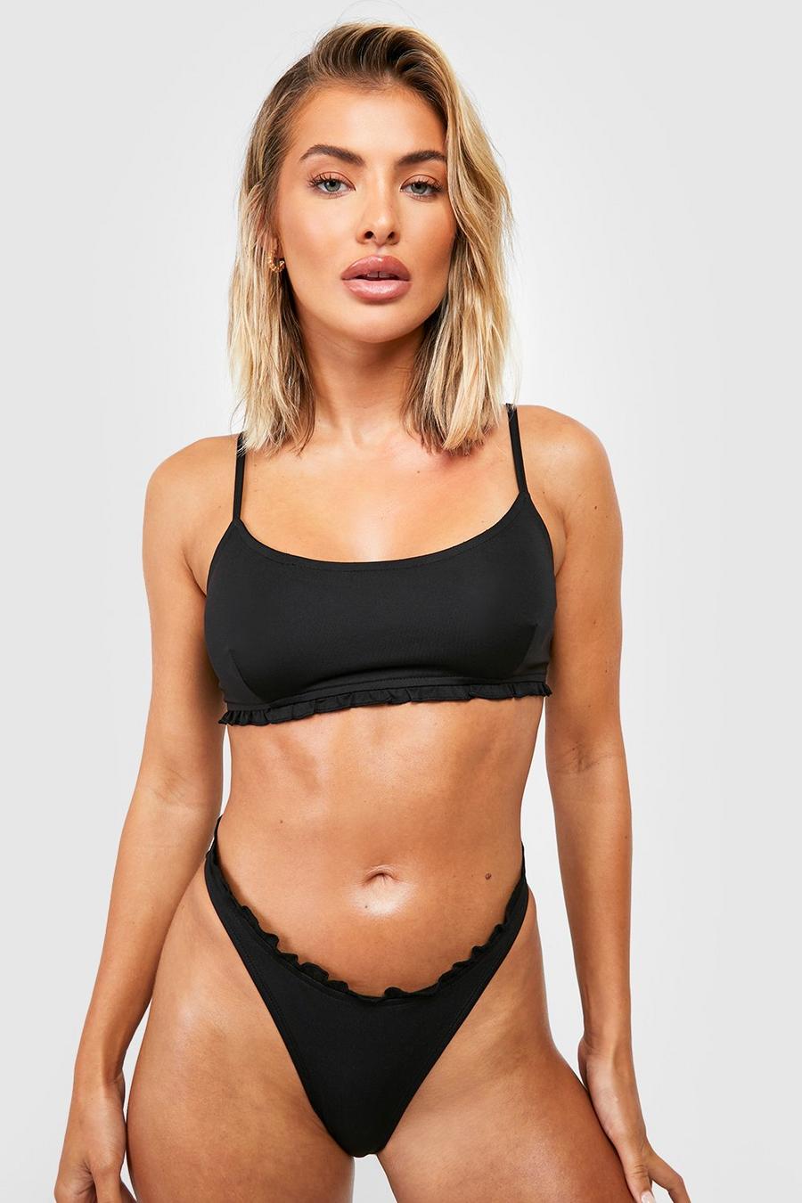 Black svart Bikinitrosa i hipstermodell med volanger image number 1