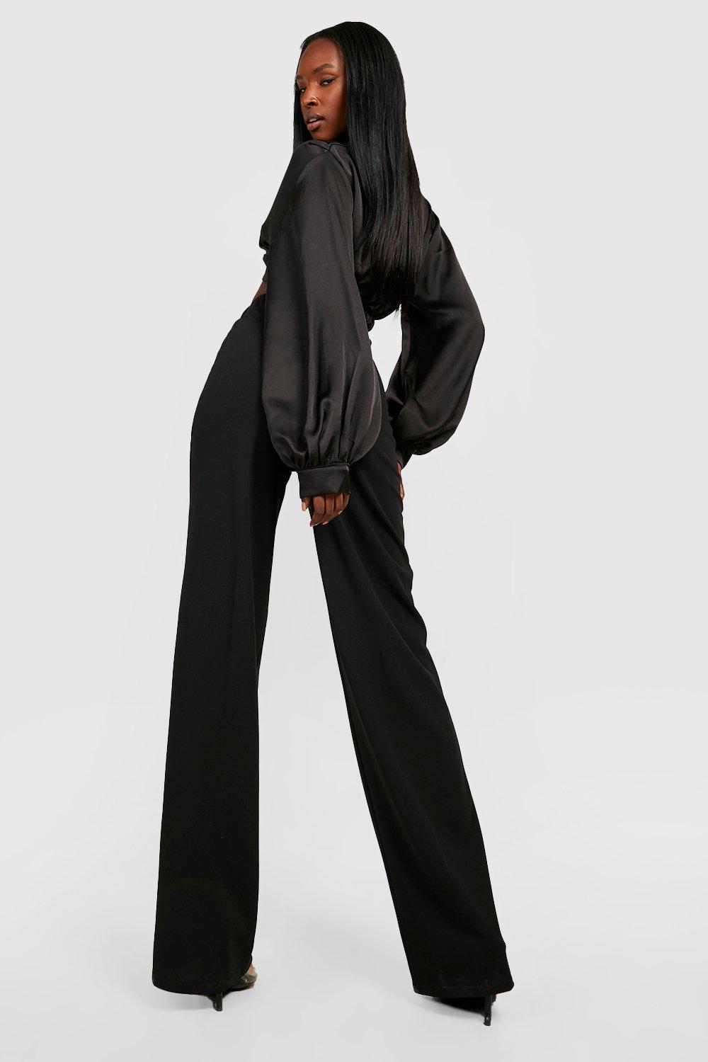 High Waisted Pin Tuck Wide Full Length Pants