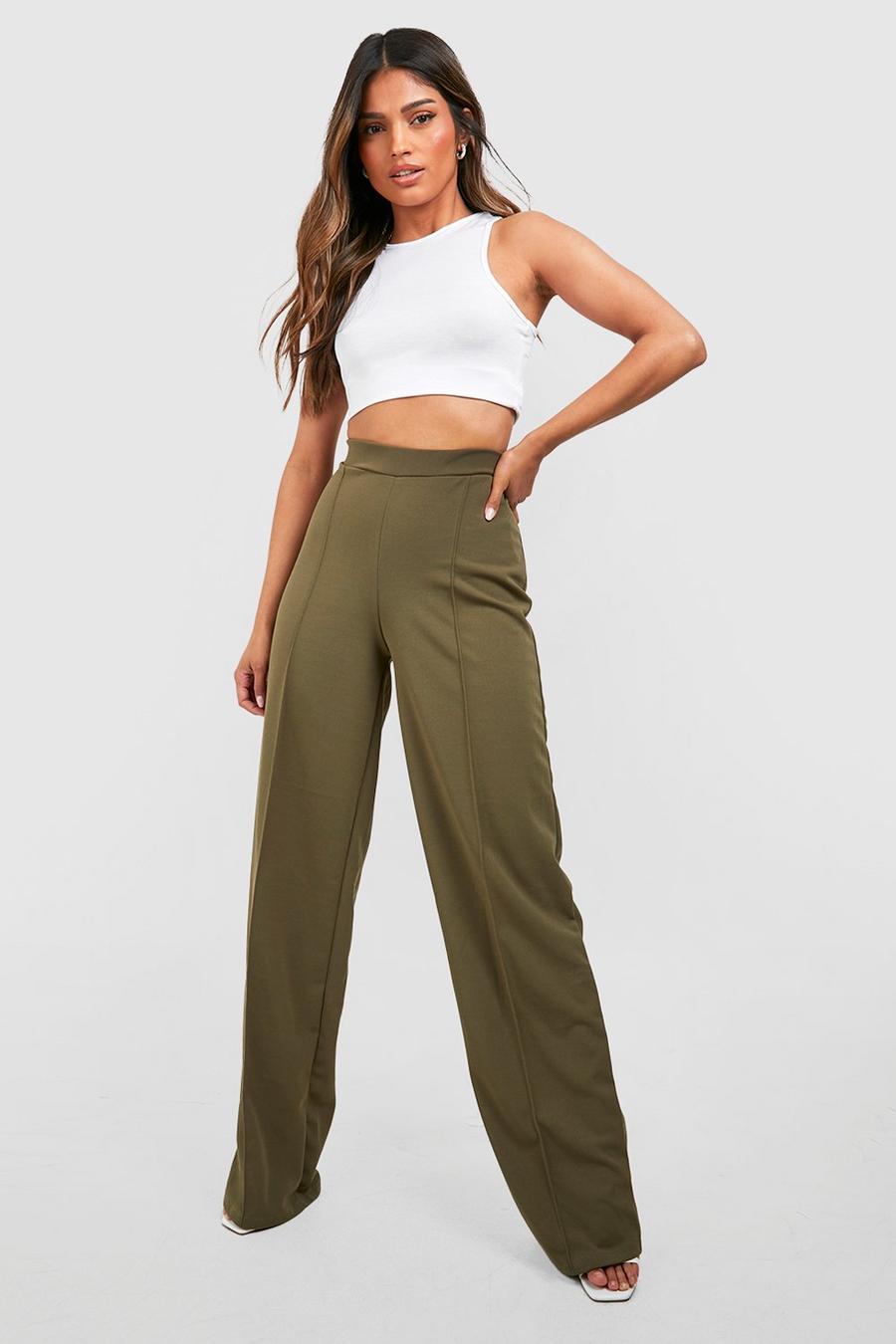 Tall Olive Ribbed Wide Leg Pants, Tall