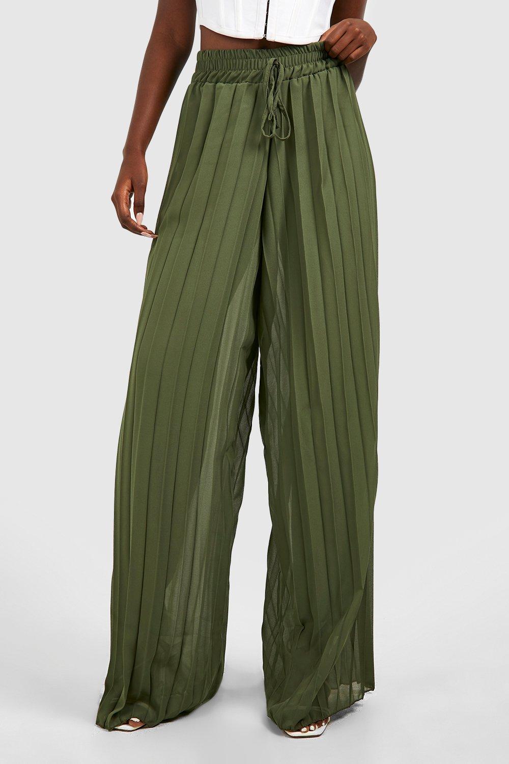 Womens Chiffon Palazzo Pants Pleated, Wide Leg, Flared Design With Lining,  Sizes S XL, Loose Fit 9 Points Trousers From Lu02, $19.02