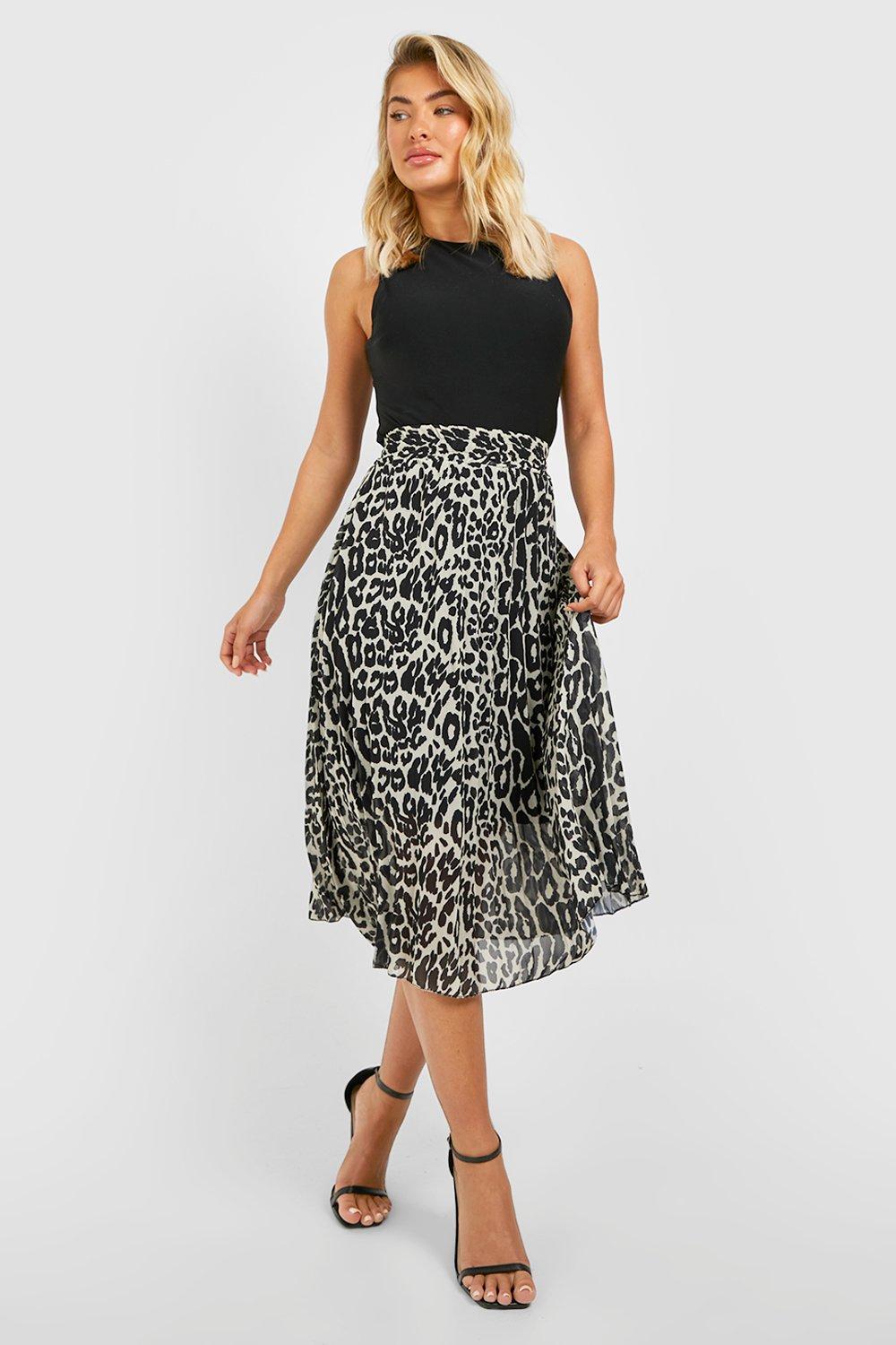 Stone and black hotsell leopard print wrap skirt