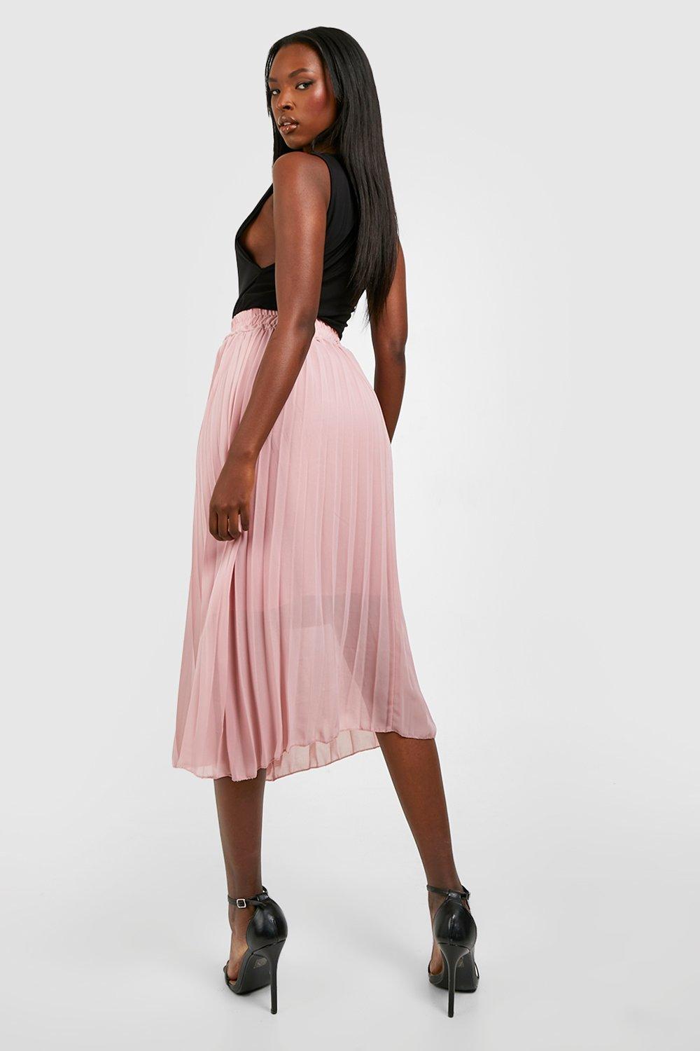 Boohoo pink midi clearance skirt