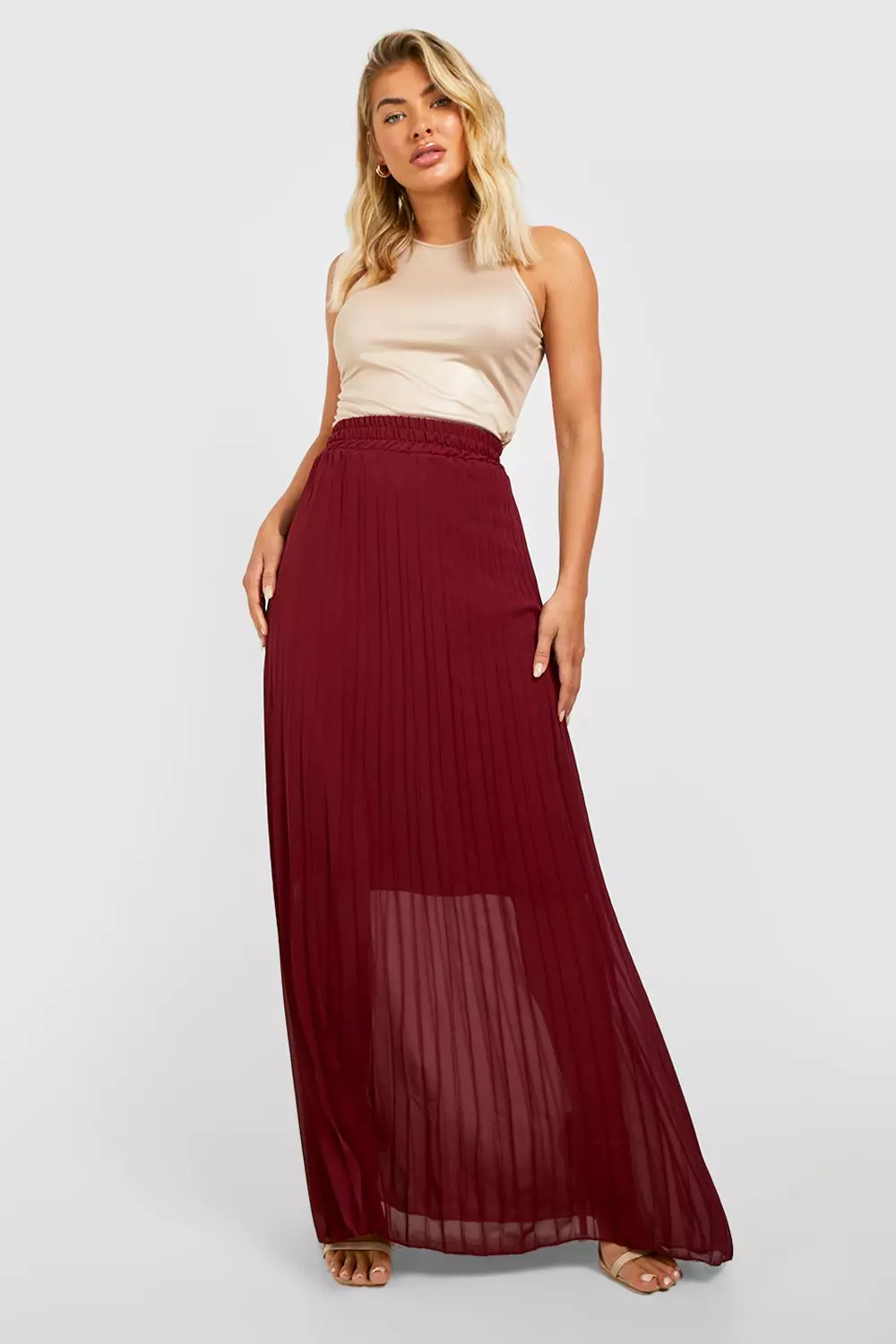 Chiffon pleated 2025 maxi skirt boohoo