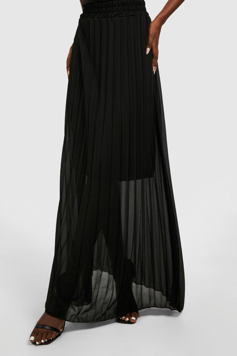 Chiffon pleated on sale maxi skirt boohoo