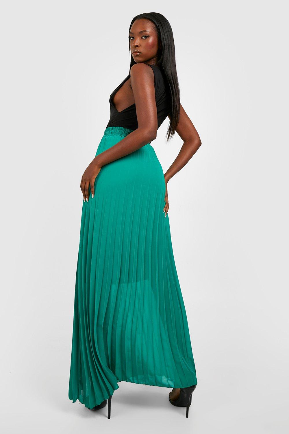 Women s Chiffon Pleated Maxi Skirt Boohoo UK