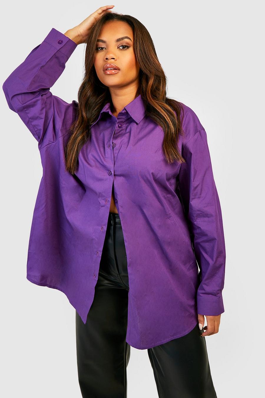 Purple Plus Poplin Longline Shirt image number 1