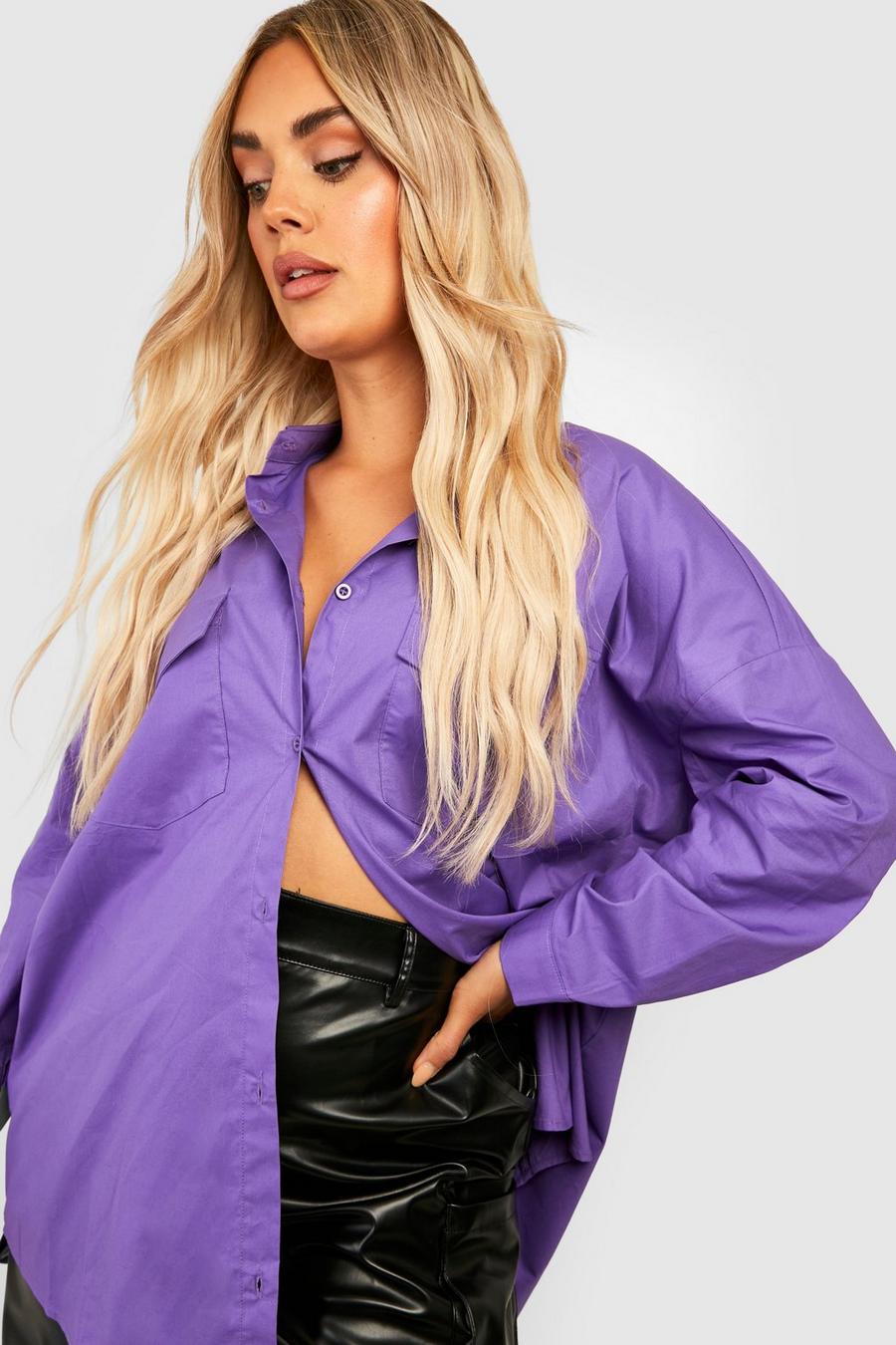 Purple Plus Poplin Utility Oversized Shirt image number 1