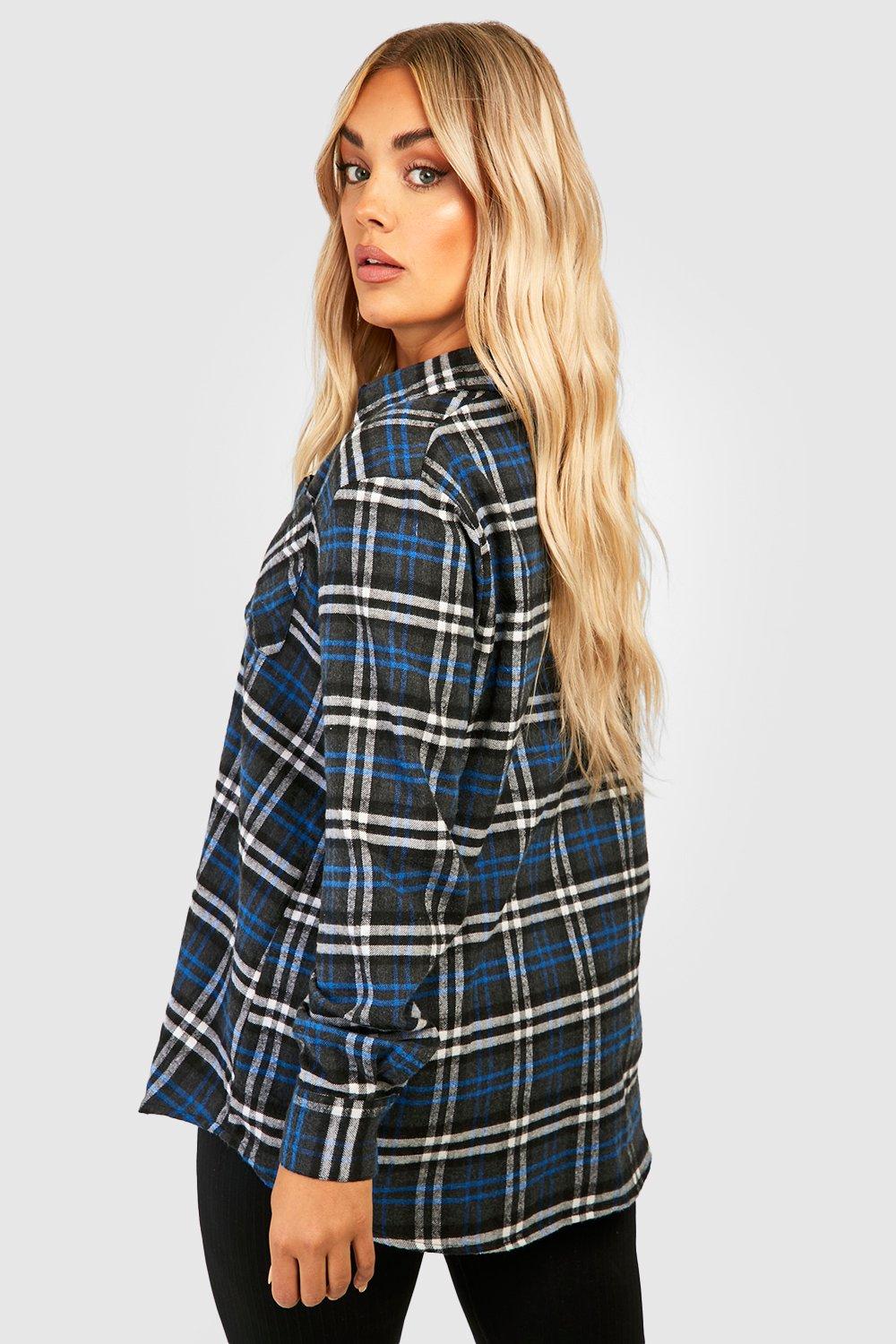 boohoo Oversized Flannel Shirt - Women's Checked Shirts
