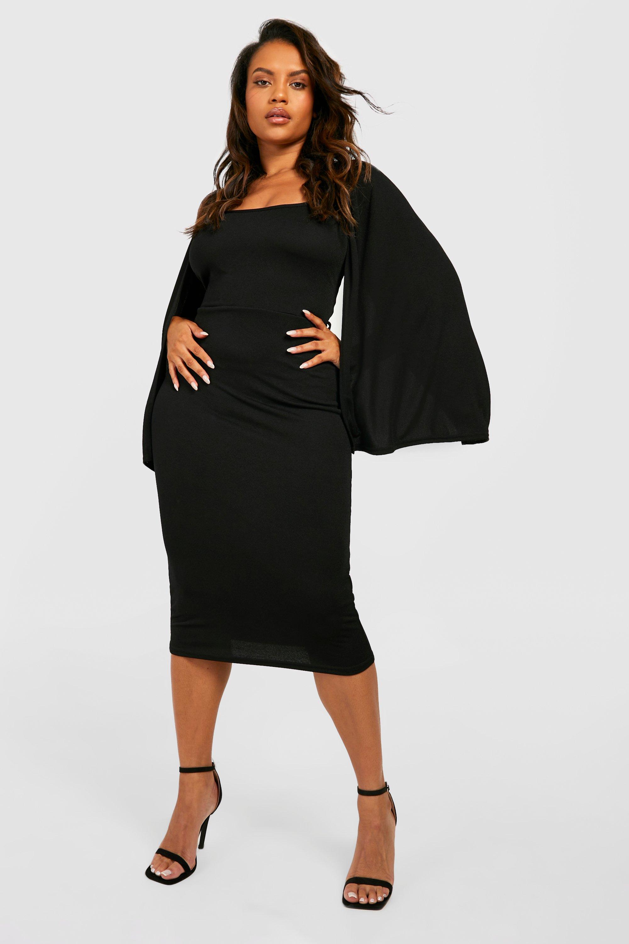 Final Sale Plus Size Maxi Dress with High Slit and Tie in Black – Chic And  Curvy