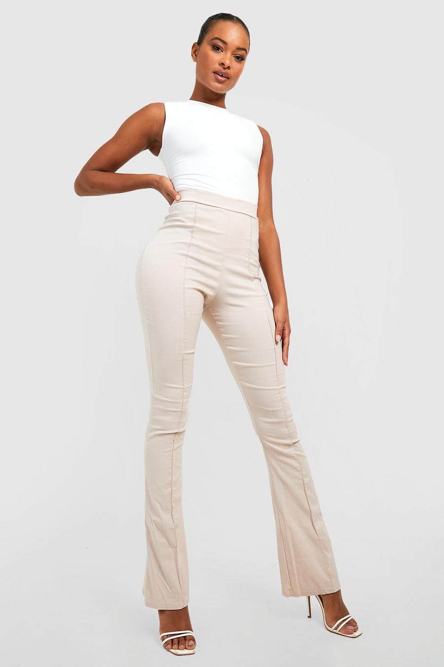 Stone Tall Stretch Fit And Flare Seam Front Trousers image number 1