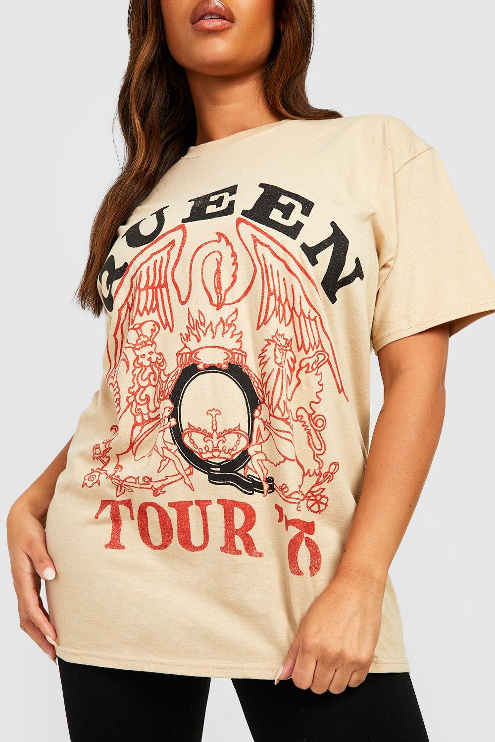 Zwembad actrice Orkaan Plus Queen Tour Band Shirt | boohoo