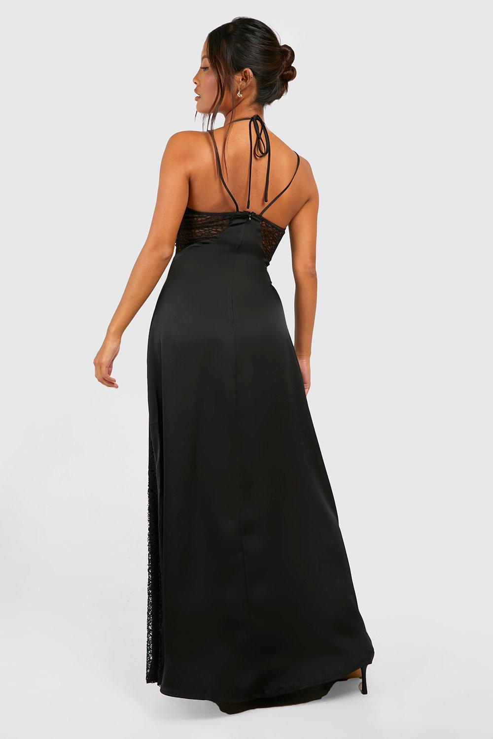 Boohoo lace panelled open back midi dress best sale