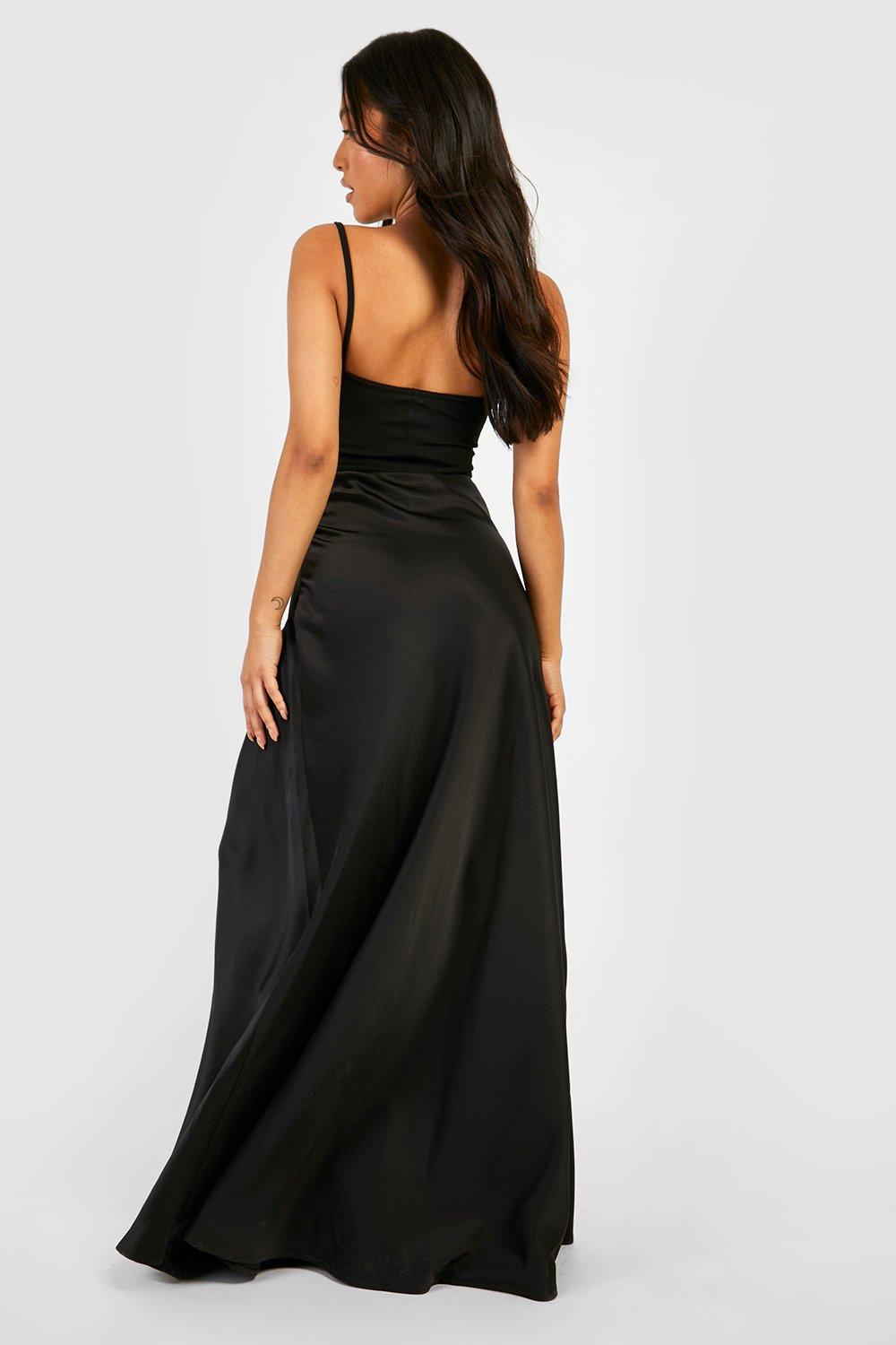 Petite Premium Satin Occasion Maxi Skirt boohoo