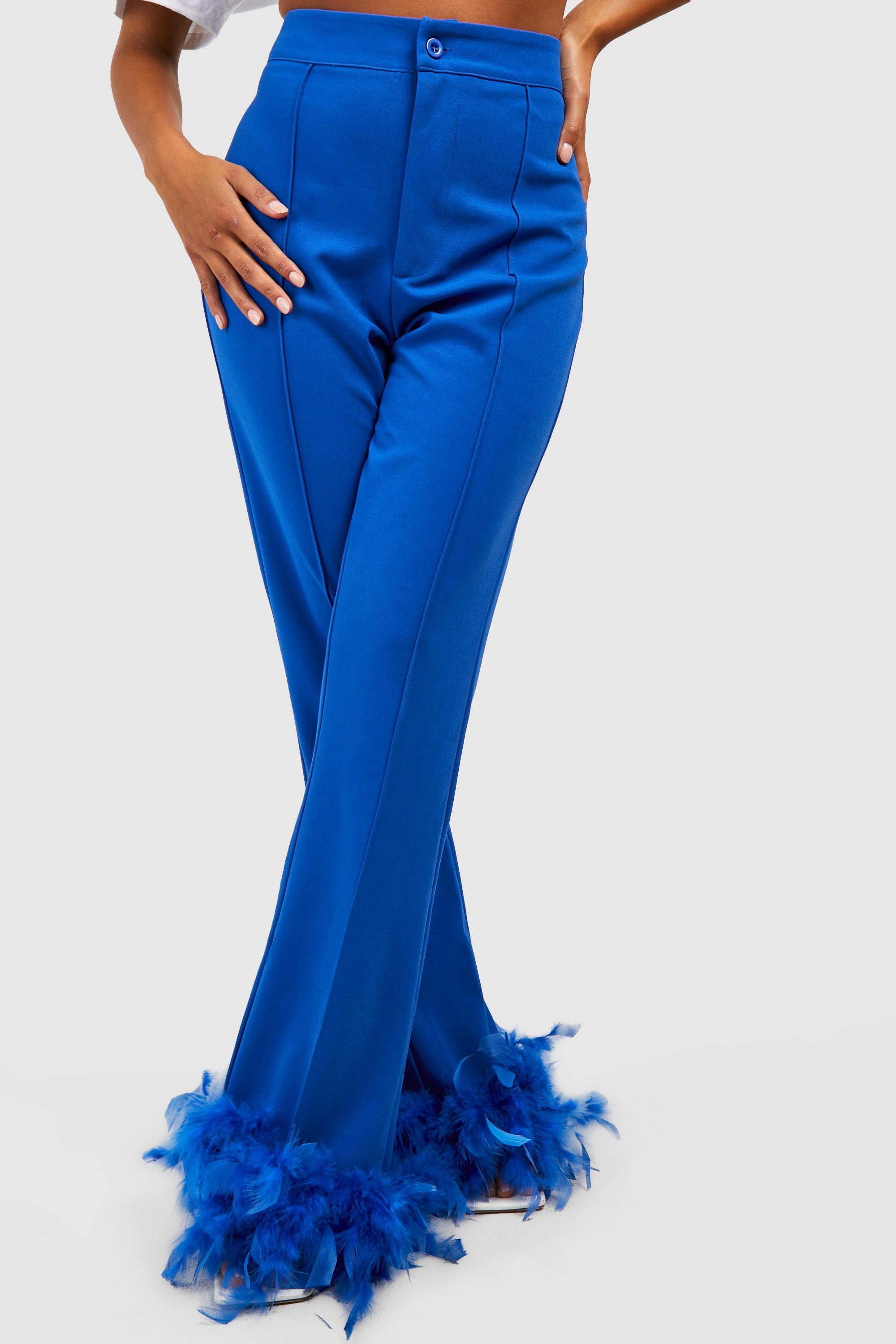 Pantalones cortos vaqueros con plumas Mujer, Azul
