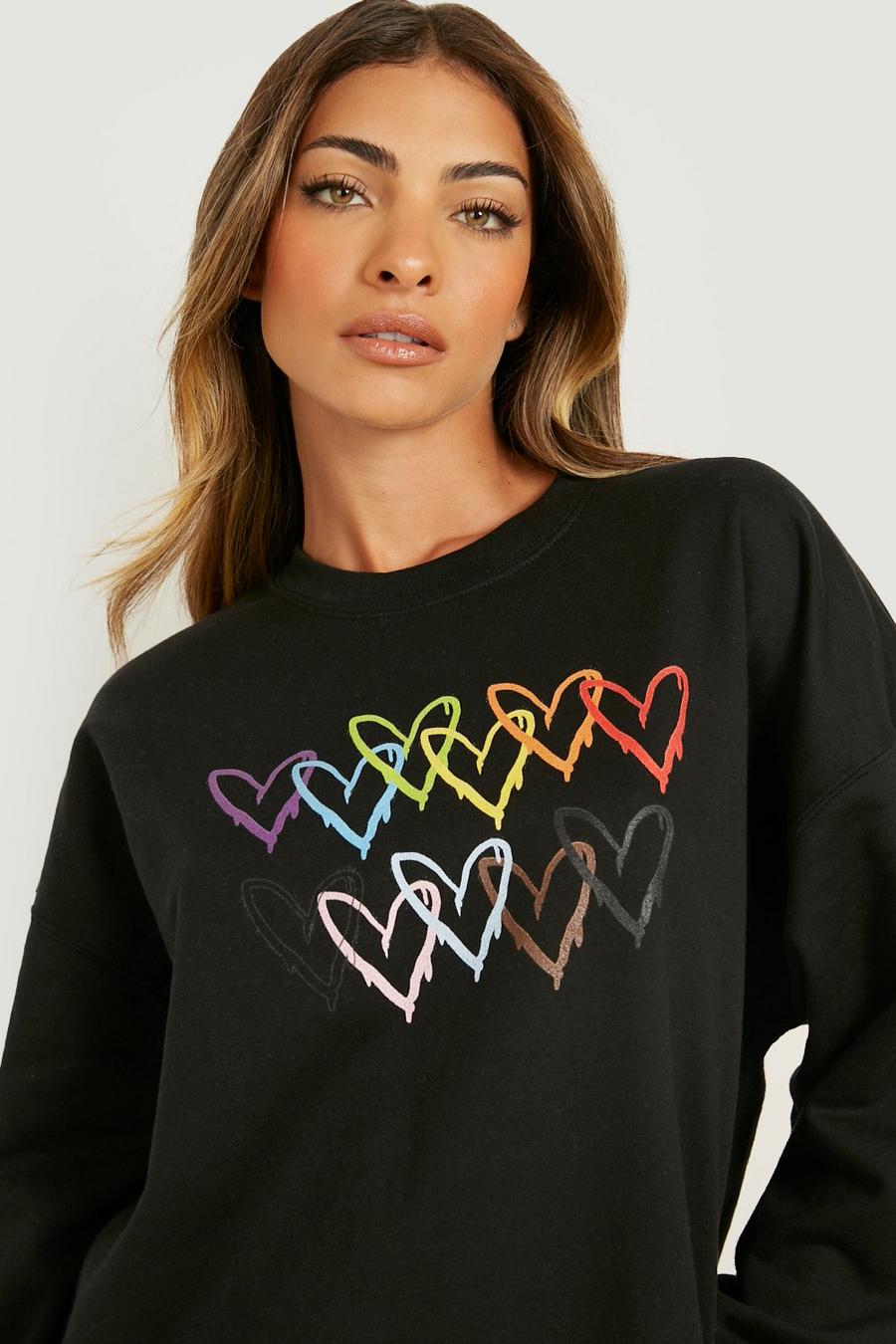 Black Pride Graffiti Love Heart Oversized Sweater image number 1