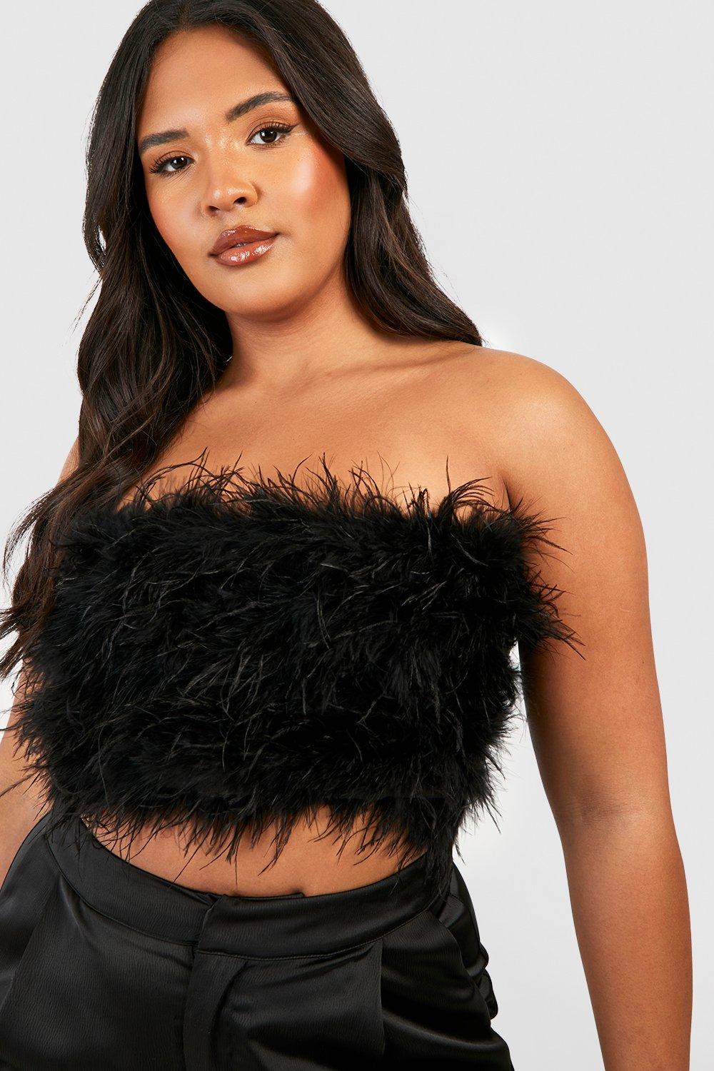 Plus Size Feather Tube Top