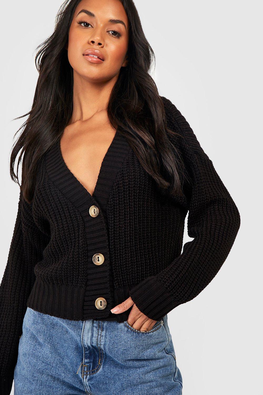 BUTTON CROP CARDIGAN