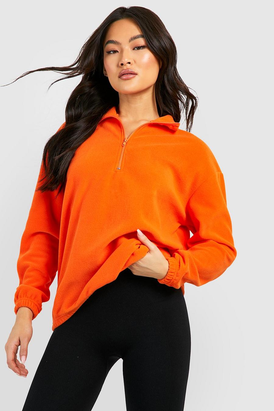Orange Polar Fleece Half Zip Sweater image number 1