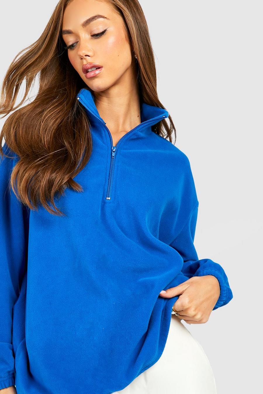 Cobalt blue Polar Fleece Half Zip Sweater