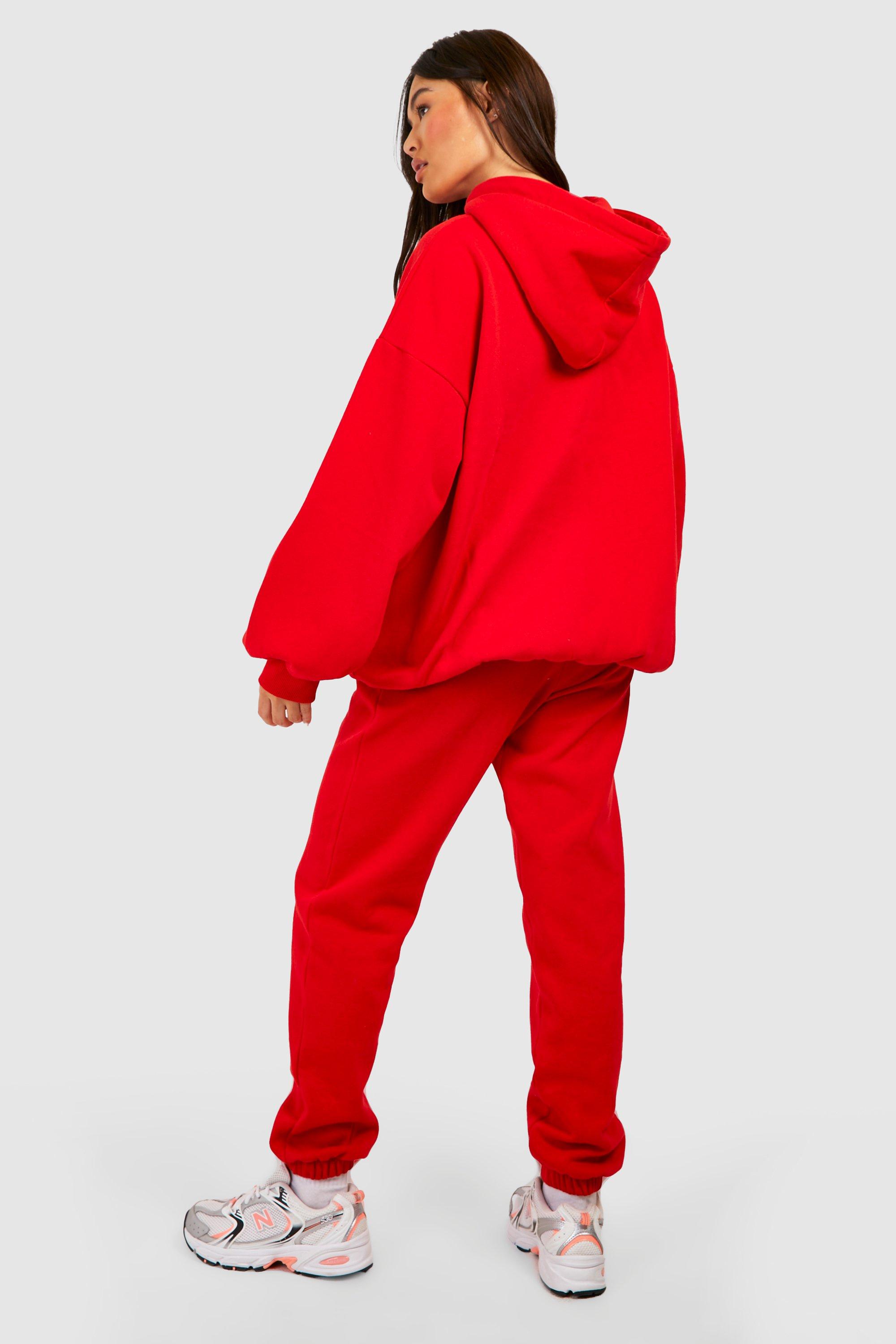 Red best sale hoodie boohoo