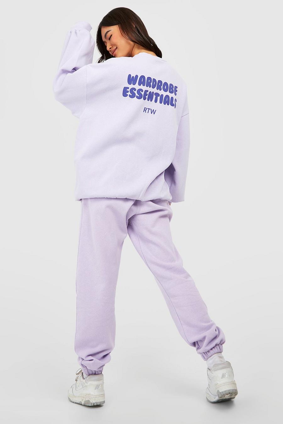 Lilac violet Wardrobe Essentials Slogan Oversized Sweater