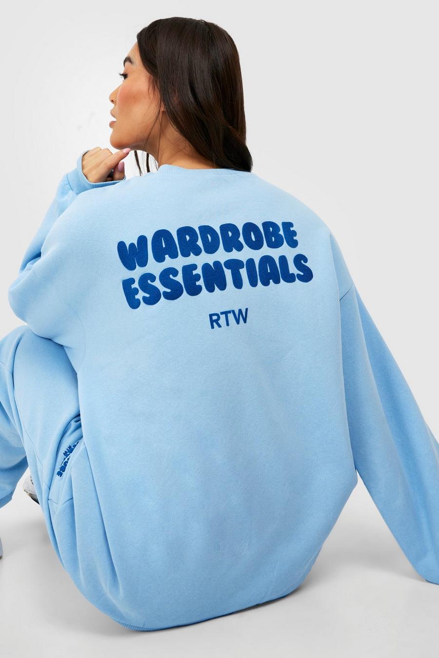 Light blue Wardrobe Essentials Slogan Oversized Sweater image number 1